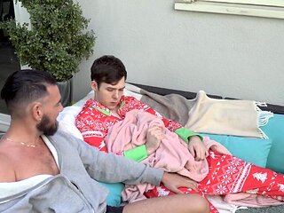 Teen and his stepdad are bonding by jerking off and more