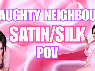 POV Satin MILF Neighbor - Big Natural Tits, Pussy Play & Messy Blowjob