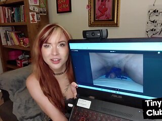 Inked ginger femdom ridiculing tiny prick