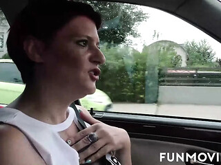 Busty milf gets nailed outside