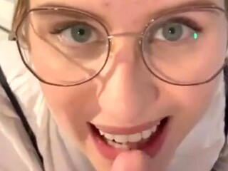 Blonde German teen gives a facial