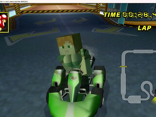 Big Breasted Minecraft Alex in Mario Kart