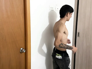 A muscular 18-year-old watches his horny stepsister from the closet, eventually fucking her tight ass hard.