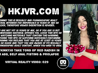 Hotkinkyjo take tons of red radish in her ass, self anal fisting &amp_ prolapse