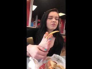 Teen foot fetish, foot eating and teasing in public pov joi