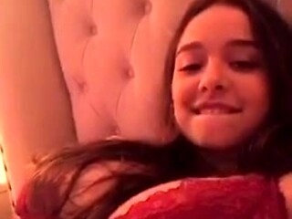 Two brunette lesbian teen girls playing
