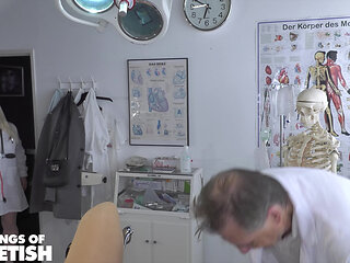 Blonde Patient Gets Her Pussy Fucked by a Old Doctor and Pussy Pleased by His Nurse