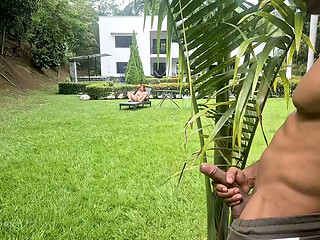 Voyeuristic gardener roughly fucks his horny boss outdoors - Brandon Cruz &amp_ Alejandra Palacios
