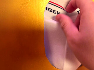 Taboo Daddy at the Gloryhole: Fat Stiff Squirts Twice Thickly on the Cookie - Son Licks It All Up!