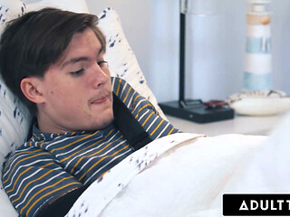 ADULT TIME - Caring MILF August Skye Catches Injured Stepson Struggling To Masturbate & Helps Him