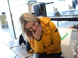 Public extreme: Fan recognizes blonde teen and reads her off, deep throat blowjob and rough sex