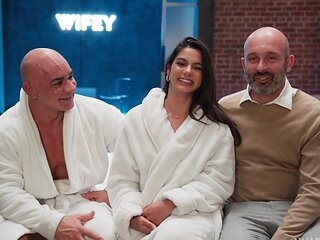 Christian Clay fucked Misty Addams' long-haired brunette wife backstage