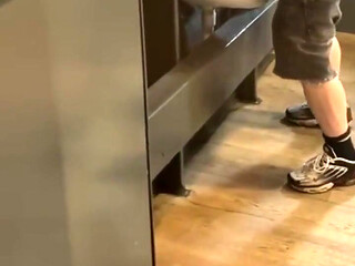 Amateur Guy Caught in Public Urinal (he Can't Pee so He Prefers to Jerk off)