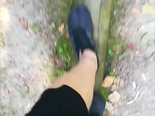 Outdoor Balancing in Pantyhose