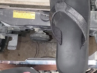 mechanic friend wife flipflops in her car
