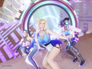 Mmd Kpop Demon Hunters - Huntrx - Golden Ahri Akali Kaisa Sexy Striptease League of Legends Hentai Uncensored 4K 60fps