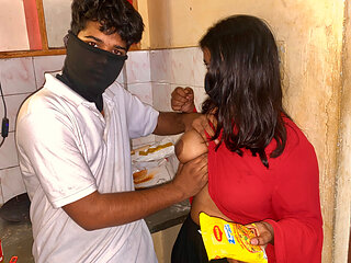 Excited Indian sister-in-law's hard by brother-in-law in kitchen