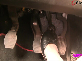 Nyllady's Revving in Black Ballet Flats and Nude Sheer Pantyhose