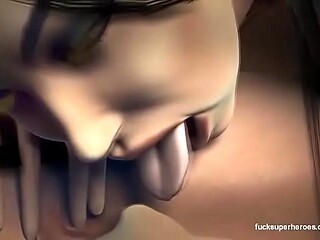 Lesbian lovers with huge tits enjoy intense hardcore sex in a 3D animated scene