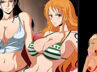 One piece swimsuit, anime hentai, big tits