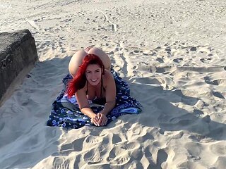 Look what this redhead did on the beach, I got a hard-on