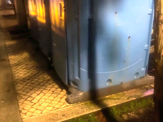 Amateur Boy Opens Street Public Toilets, Catches His Ginger Friend Peeing and Lends Him a Helping Hand