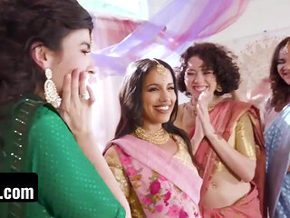 Indian girls got his dick shared in a crazy group sex after graduation