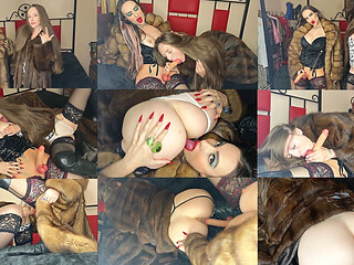 Trans Girl Ladyboy in a Sable Fur Coat Fucks Her GF in a Muskrat Fur Coat.