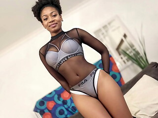 Real Amateur Black Fitness Model Rough Fucked In Homemade Couch Casting