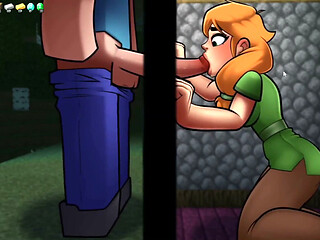 Hornycraft blowjob through glory hole at night
