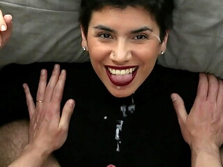 POV cum on clothes and facial