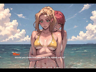 My New Girlfriend Taboo Hentai Game Ep.26 Naughty Step Sisters Going Topless at the Beach!