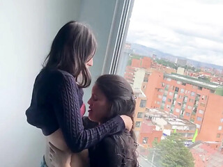 Ex-boyfriend's lesbian friend creampies 18-year-old pussy