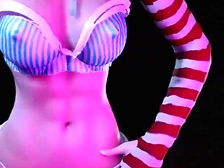 Red head girl with pigtails dancing : 3D Hentai