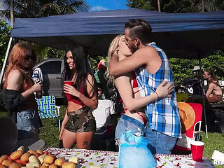 Reality Kings Party In The Bush: Teen Threesome with Big Tits and Huge Cock