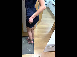 Sexy Girl in New Dress Dances & Masturbates Doggystyle