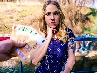 Blonde Hottie Takes Cash to Ditch Boyfriend for a Public Creampie
