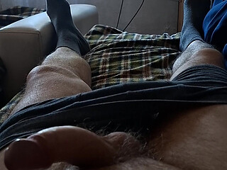 Cum on bed.