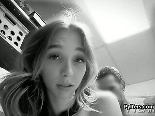 Brat in pink stripped and fucked by the mall cop