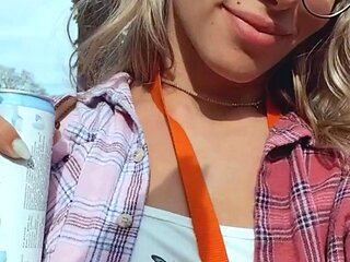 Busty Czech amateur fucks outdoor in public