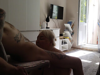 cumming from a neighbor's deep blowjob