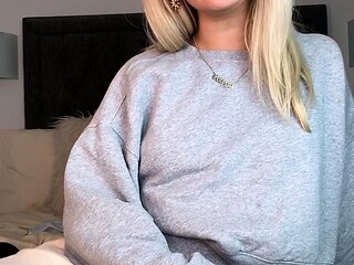 Perfect blond making solo masturbation