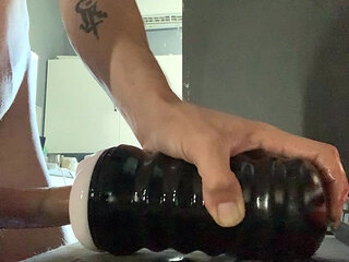 fat cut cock big head cums in brothers flashlight (COUGHT)