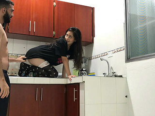 Fucking in the kitchen of my house while my stepdads are in the room HL