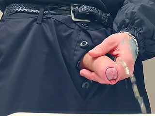 Uncovered cock pisses all over in a public pee spree