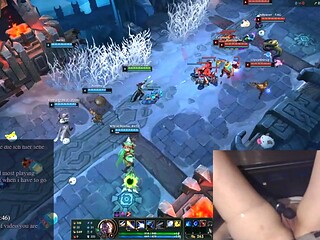 Girl plays League of Legends with Vibrator slowly massaging her clit