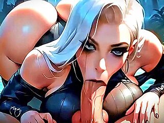 Car Toon - Goth White Hair Big Tits Ass Slut Blowjob And Fuck Night Forest (100% Ai Generated)