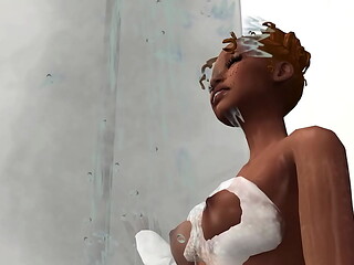Mae fucks her step-brother Moriah in shower early morning while parents are home