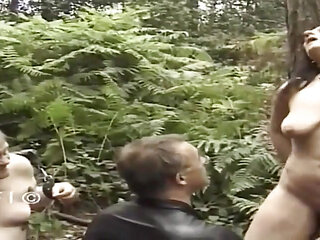 Tied up milf gets punished outdoors