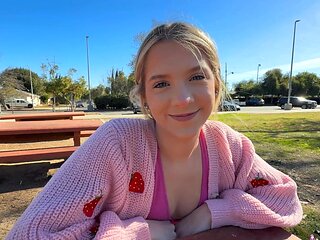 A cute couple, Alex Jett and Becky Summer, have their first intimate experience